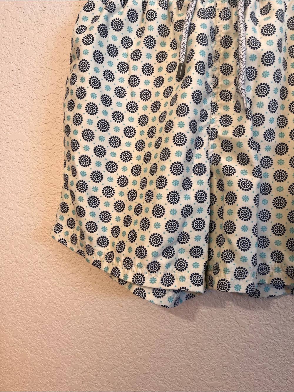 Islandhaze Cream Men’s Swim Shorts with Subtle Abstract Design - Picture 3 of 9
